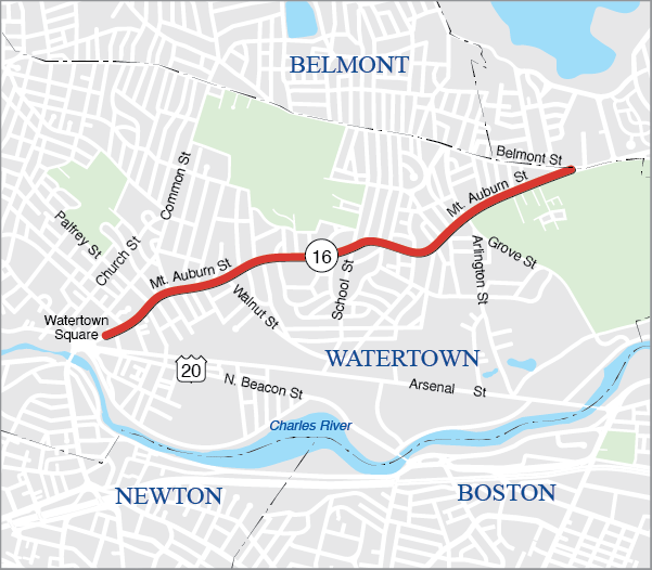 Watertown: Rehabilitation of Mount Auburn Street (Route 16)